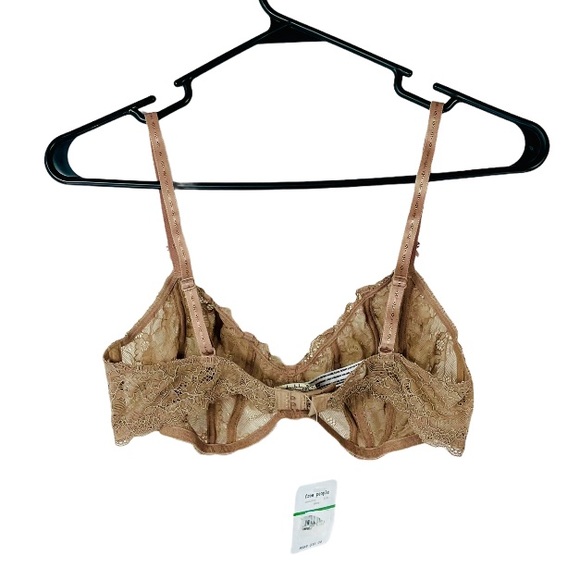 Free People intimately taupe lace bra lingerie intimate size large tan neutral - Picture 3 of 9